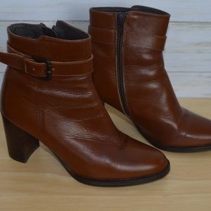 Spanish Leather Ankle Boot Side-Zip Buckle